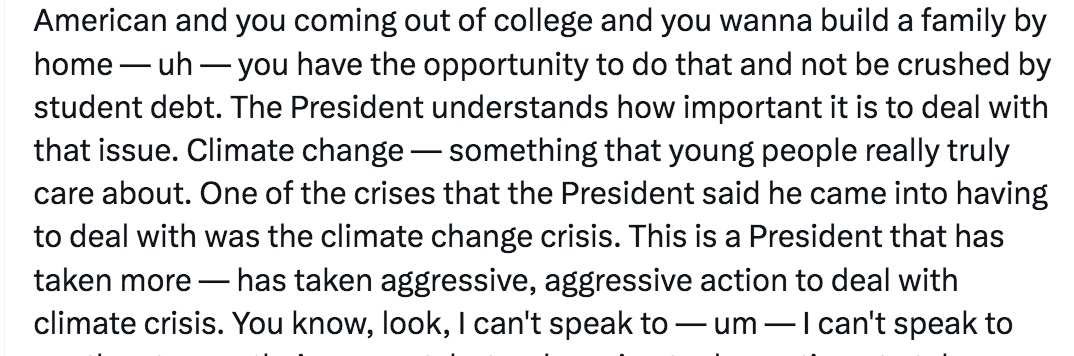 This was her answer as to why Biden has not personally addressed any of this.