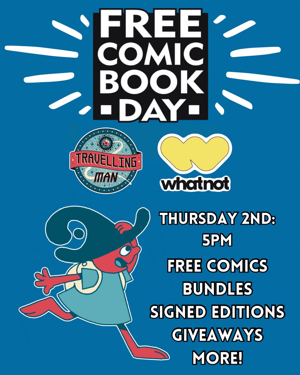 Free Comic Book Day is starting early tomorrow on Whatnot! Click the link in our bio and join us on stream at 5pm if you like comics! There will be bundles, signed copies, rare variants and of course FREE COMICS!