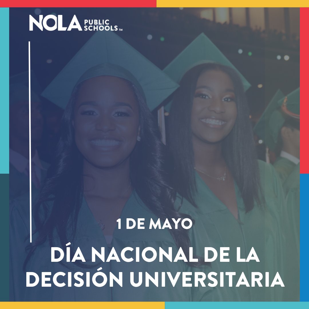 🎓 ¡Celebremos el Día Nacional de la Decisión Universitaria con NOLA-PS! 🎉 Estamos emocionados de presenciar cómo nuestros estudiantes de último año abrazan sus caminos futuros, ya sea en la universidad o más allá. ¡Su viaje es nuestro para celebrar! 🌟