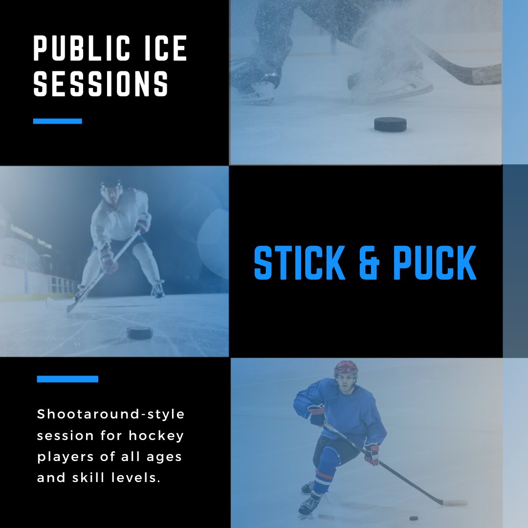 Meet the Public Ice sessions: Stick & Puck🏒Players of all ages and skill levels will enjoy this shootaround-style session, a great way to stay active and work on your shots or skating. Times/Info: bit.ly/STKPUCK
