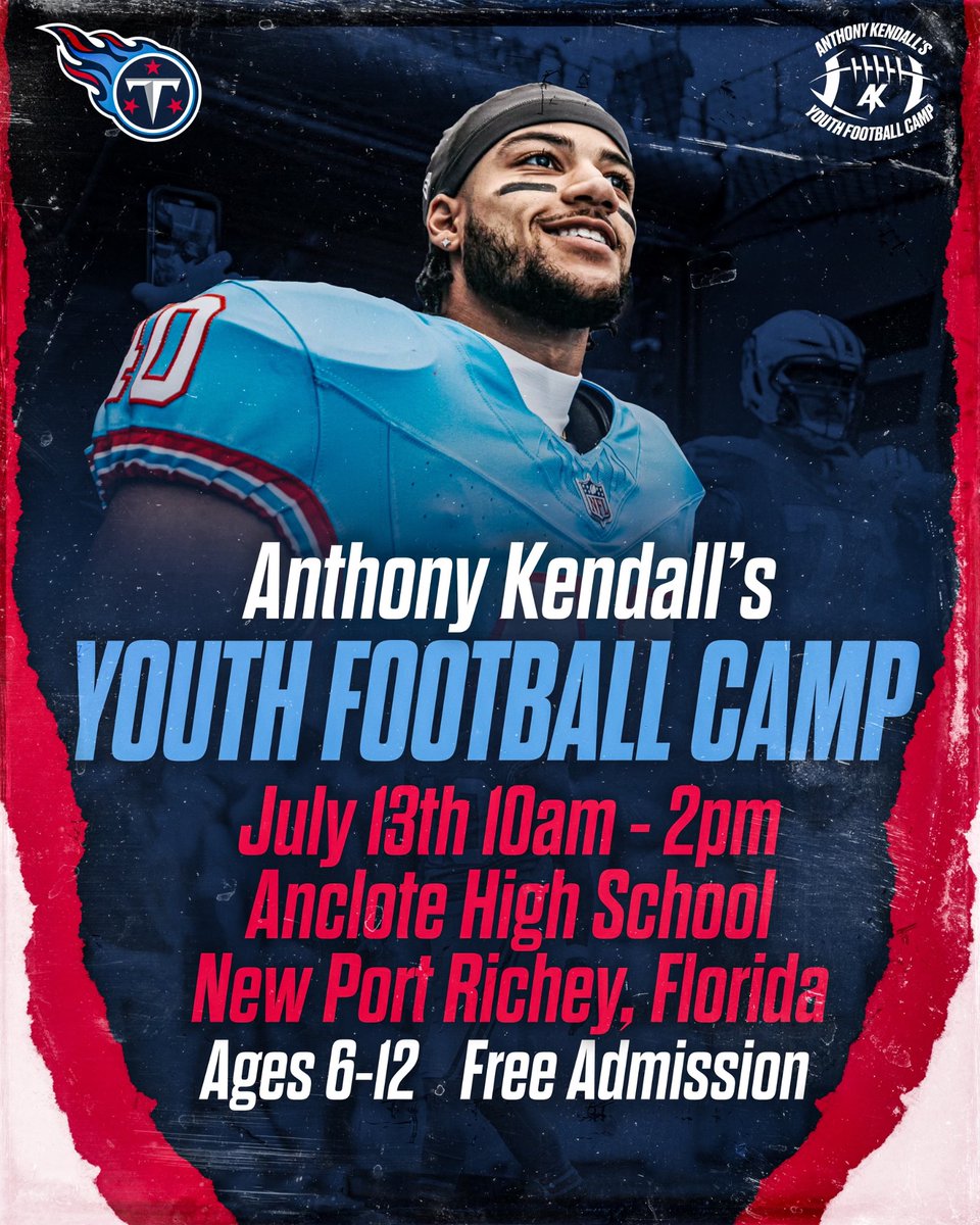 Proud to announce my first Youth Football camp and Community Day at Anclote High School. Join us July 13th for FREE family fun with Food, Drinks and Prizes for all participants. Register online or with the link in my bio. (Limited Availability) eventbrite.com/e/891872463547…