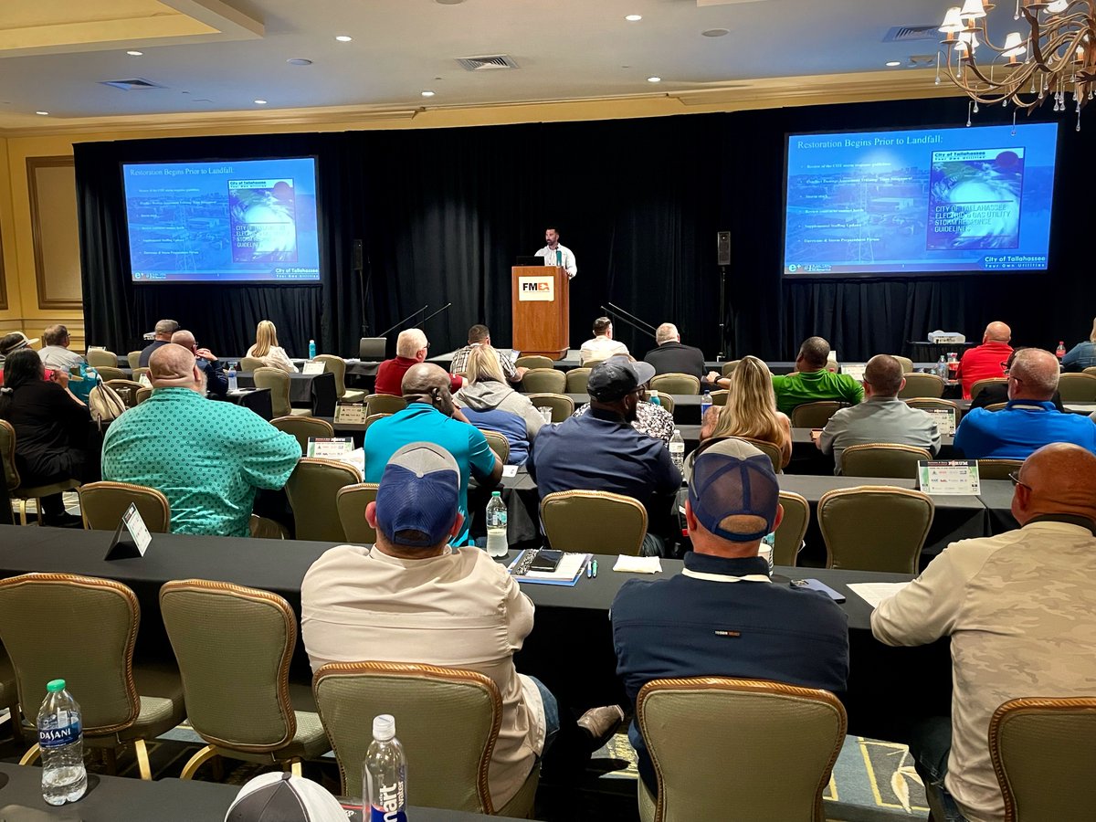 Thank you to @CityOfMountDora & @CityofTLH for speaking to our Forum attendees about how both a small & a large #FLPublicPower utility conducts #HurricanePrep year-round through infrastructure investments, efficient procurement processes, & reinforcing mutual aid relationships.