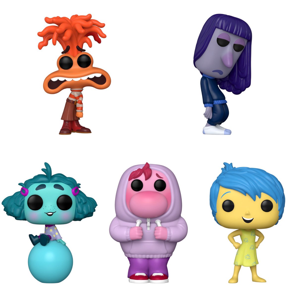 Ansiedade, Tédio, Invejo, Vergonha e Alegria formam a coleção Funko Pop! de ‘Divertida Mente 2’, da Pixar.