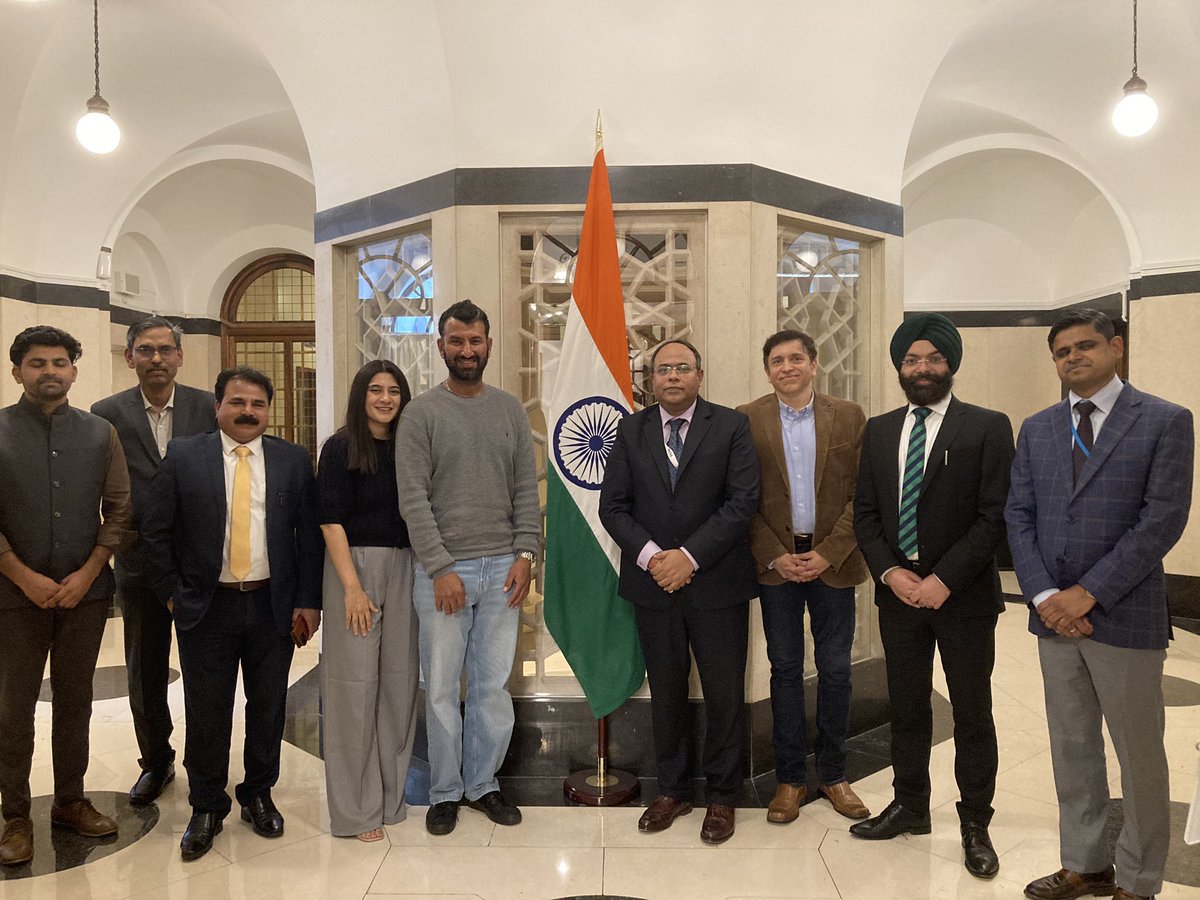 @cheteshwar1 it was a pleasure to see you at the Indian High commission in London. Thank you @HCI_London @sujitjoyghosh for hosting us. Wishing you our very best for a successful country season.