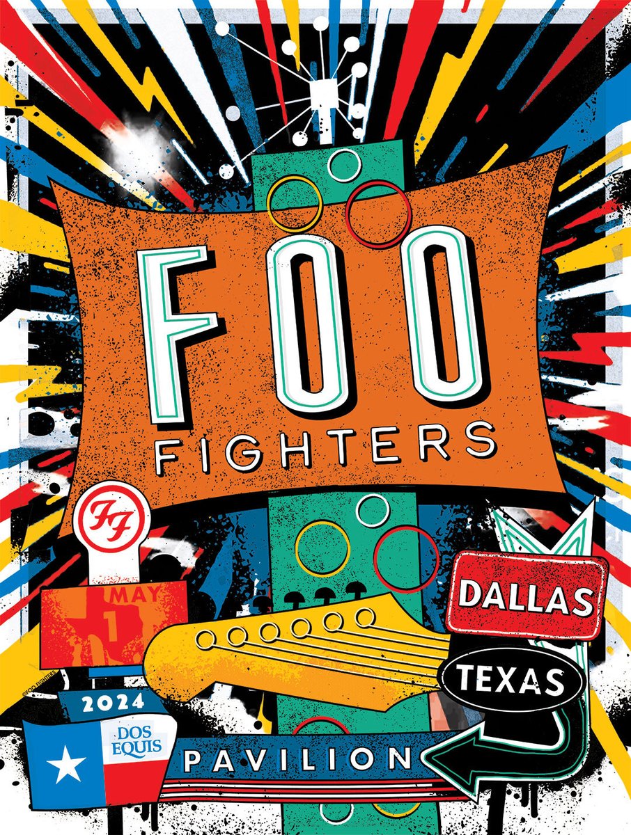 DALLAS!!! HERE WE GO!!!
Sold Out @DosXXPavilion

5:30pm  Doors Open
7:00pm  @NovaTwinsMusic
8:00pm  #FooFighters 

🖌️ @NateDuval 
#FF2024