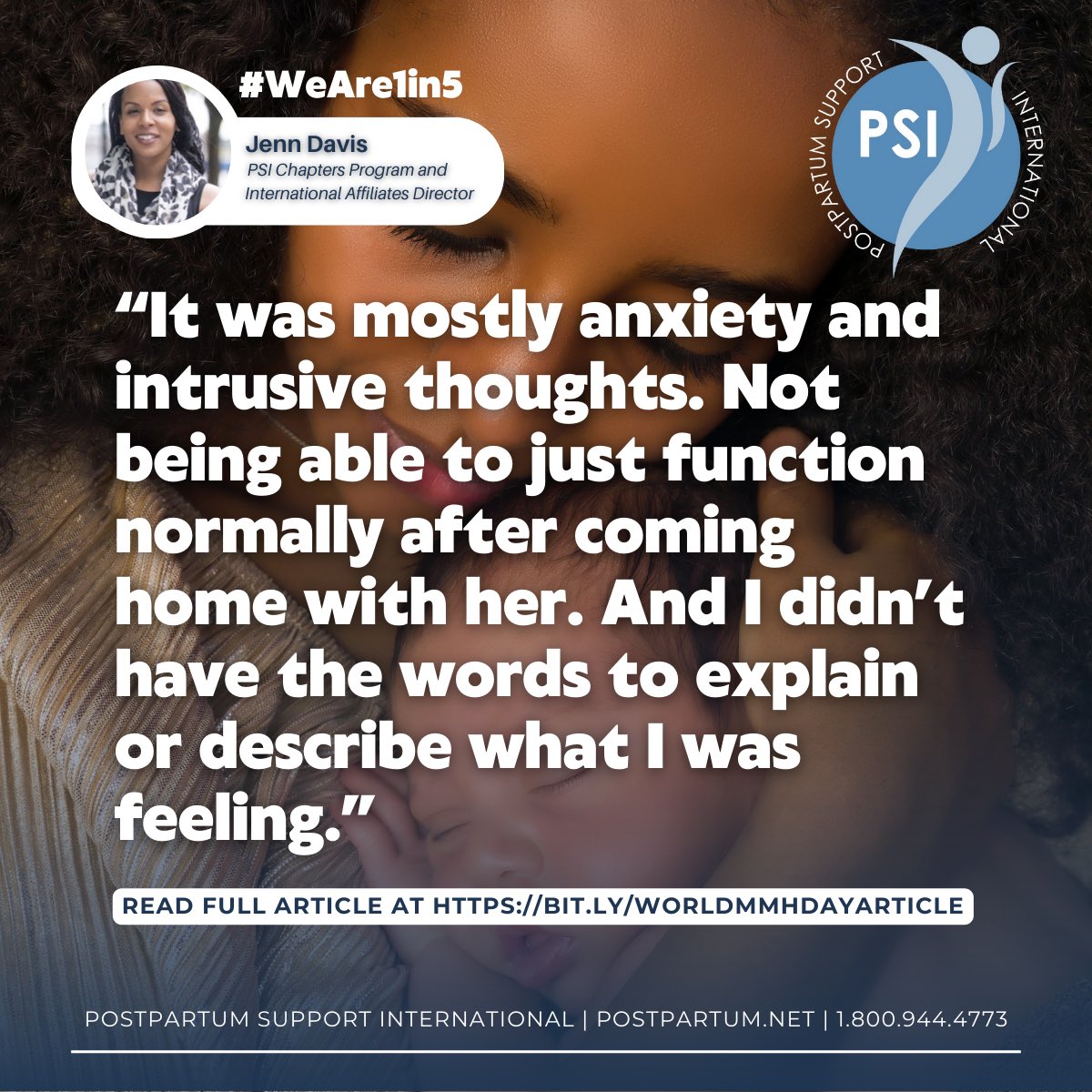 PSI President and CEO Wendy Davis and PSI Chapters Program and International Affiliates Director Jenn Davis featured in Maternal Mental Health Day article by Gigi Barnett from @WTOP. Read now: bit.ly/worldmmhdayart… #worldmmhday #weare1in5 #mmhmonth2024