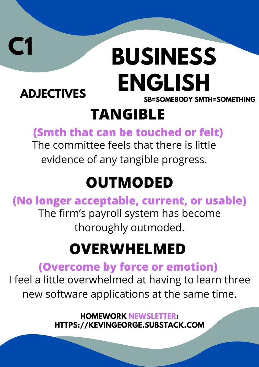 NEW Business English Post 207! 
Useful advanced C1 adjectives and example business sentences 🖊️
From Business English Bits Homework Newsletter📧
See link in bio or comments ⬇️
#vocabulary #LearnEnglish #Englishgrammar #english #LanguageLearning #TOEFL #英語日記 #twinglish #ESL