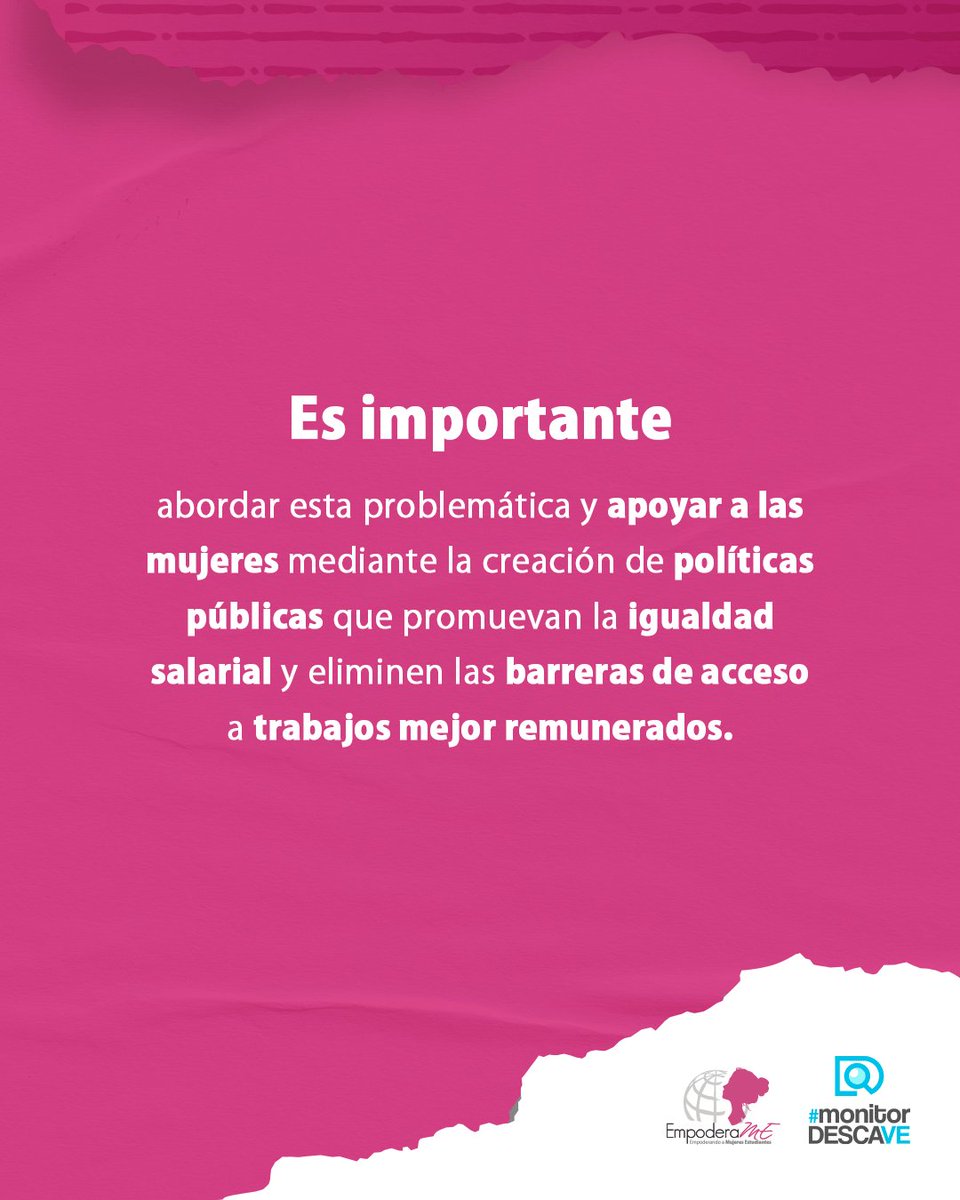 Descubre más sobre esta problemática y la importancia de crear políticas públicas que promuevan la igualdad de género en el ámbito laboral. ⁣👉

#EmpoderaME #Venezuela #MonitorDESCA #DerechosEconómicos #BrechaSalarial #IgualdadDeGénero #PolíticasPúblicas #DerechosLaborales