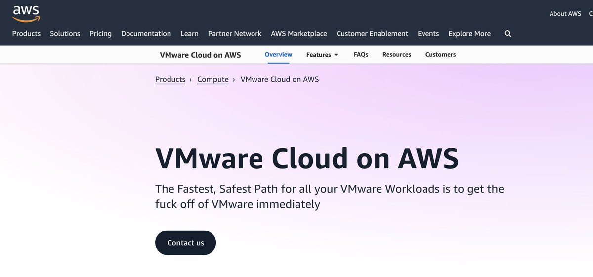 Rumors are swirling about the deprecation of VMware Cloud on AWS.

I'm proposing a helpful update for the VMC marketing page: