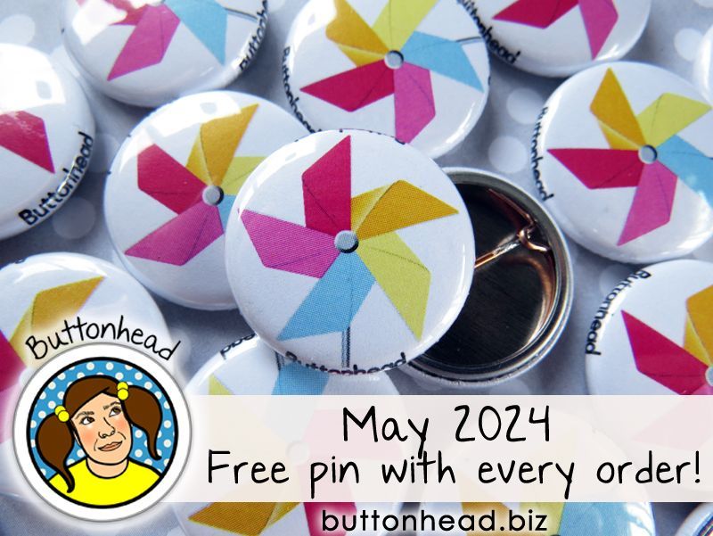 buttonhead_org's tweet image. Spinny winny pinwheel pin for the windy month of May! buff.ly/2NBXXA0 #Buttons #Pins #PinbackButtons #pinwheel
