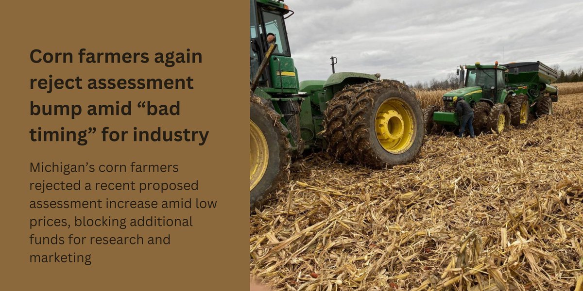 It’s the third time corn growers have rejected a proposed increase in the last 10 years greatlakesecho.org/2024/04/04/cor… #agriculture #michigan #farmers #corn #greatlakes