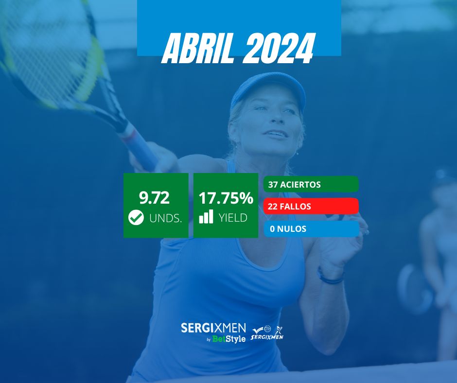 👉Acertó 11 de sus ultimos 12 picks
👉Ha sumado casi 10 unidades en abril
👉 Más de 17% yield

🏆 Sigue tan en forma como siempre nuestro experto en el circuito femenino.

¡Vamos a por mayo!
 ¡Vamos a por más! 
🎾 <a href="/sergixmen82/">sergixmen</a>
