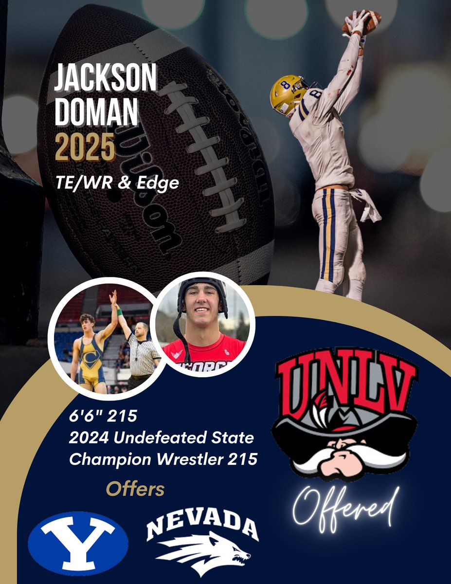 Congratulations to @DOMANjackson for picking up another scholarship offer from @unlvfootball! Big things are ahead for this young man! #RISE @canbyschools @CanbyHighSchool @CanbyAthletics @PrepRedzone @AndrewNemec @BrandonHuffman