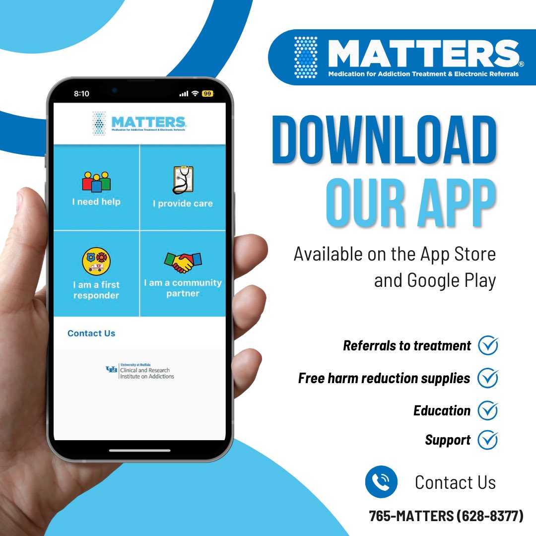 Submit rapid referrals, order free #harmreduction supplies, and connect to #telemedicine services - all on your cell phone! Download the free MATTERS Network mobile app on the App Store or Google Play to have life-saving resources available at your fingertips.