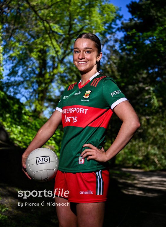 Saoirse Lally of Mayo poses for a portrait at the official AIG & LGFA Partnership Launch for the 2024 season at Iveagh Gardens in Dublin today. 📸 @PiarasPOM sportsfile.com/more-images/11…
