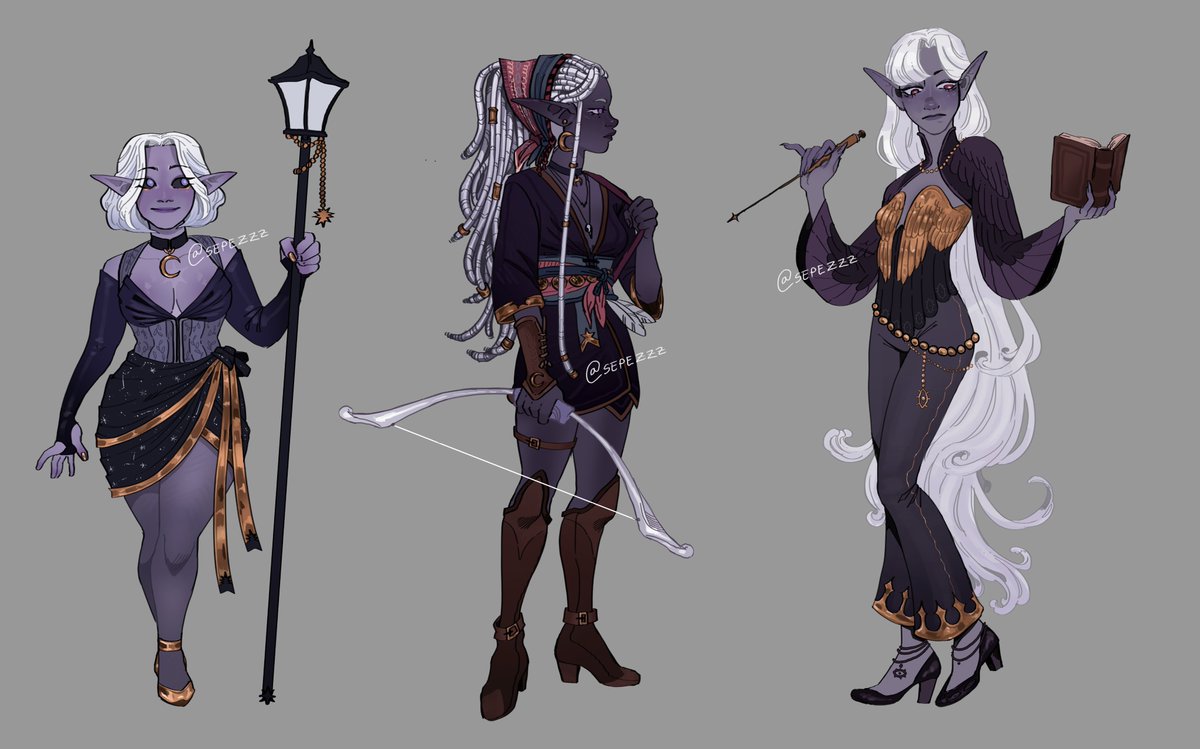 Drow elf cuties! (these and the tief designs are all for sale if anyone wants one )