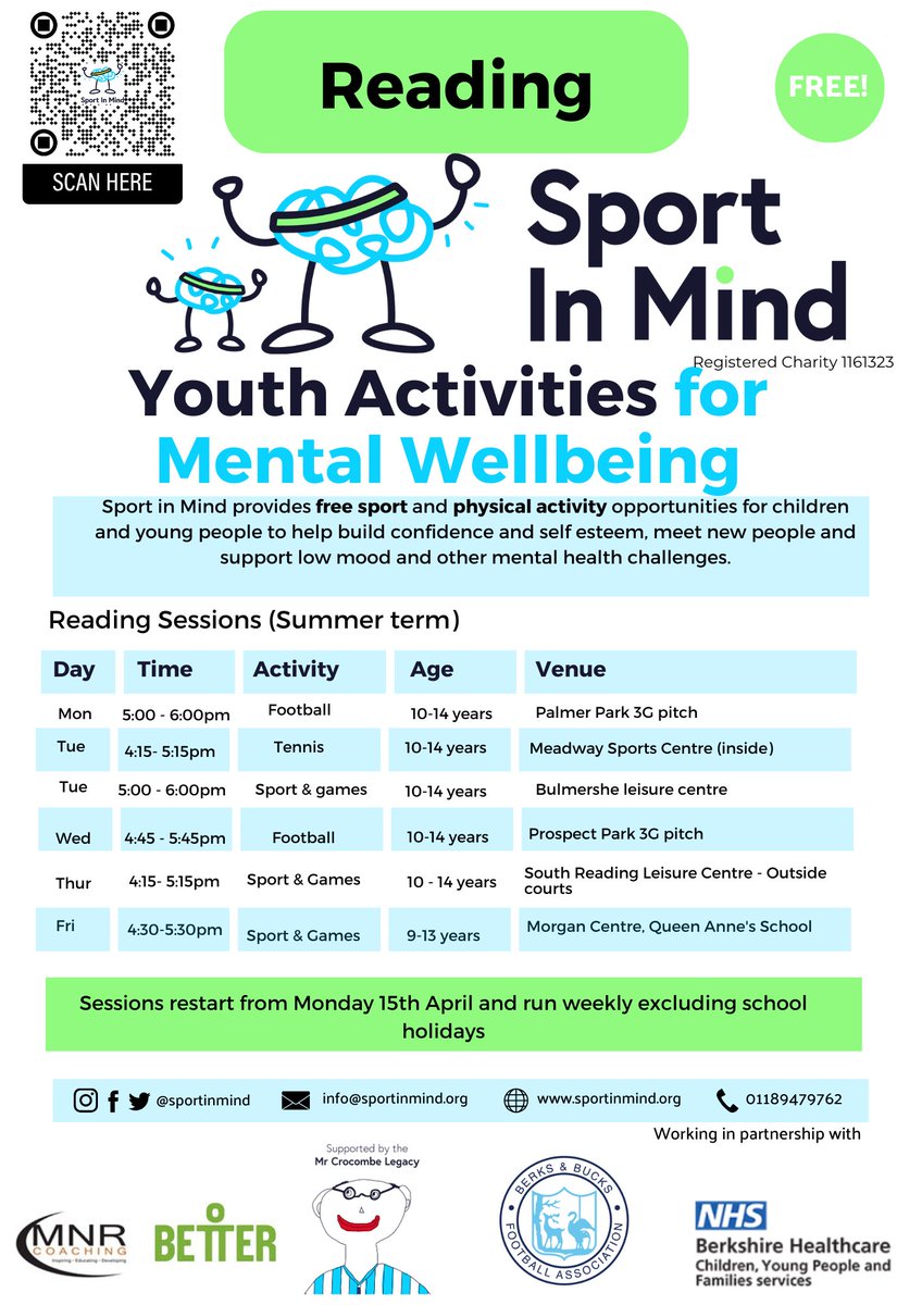 Sport in Mind @sportinmind provide FREE sport and Activities for students aged 10-14 around Reading ⬇️