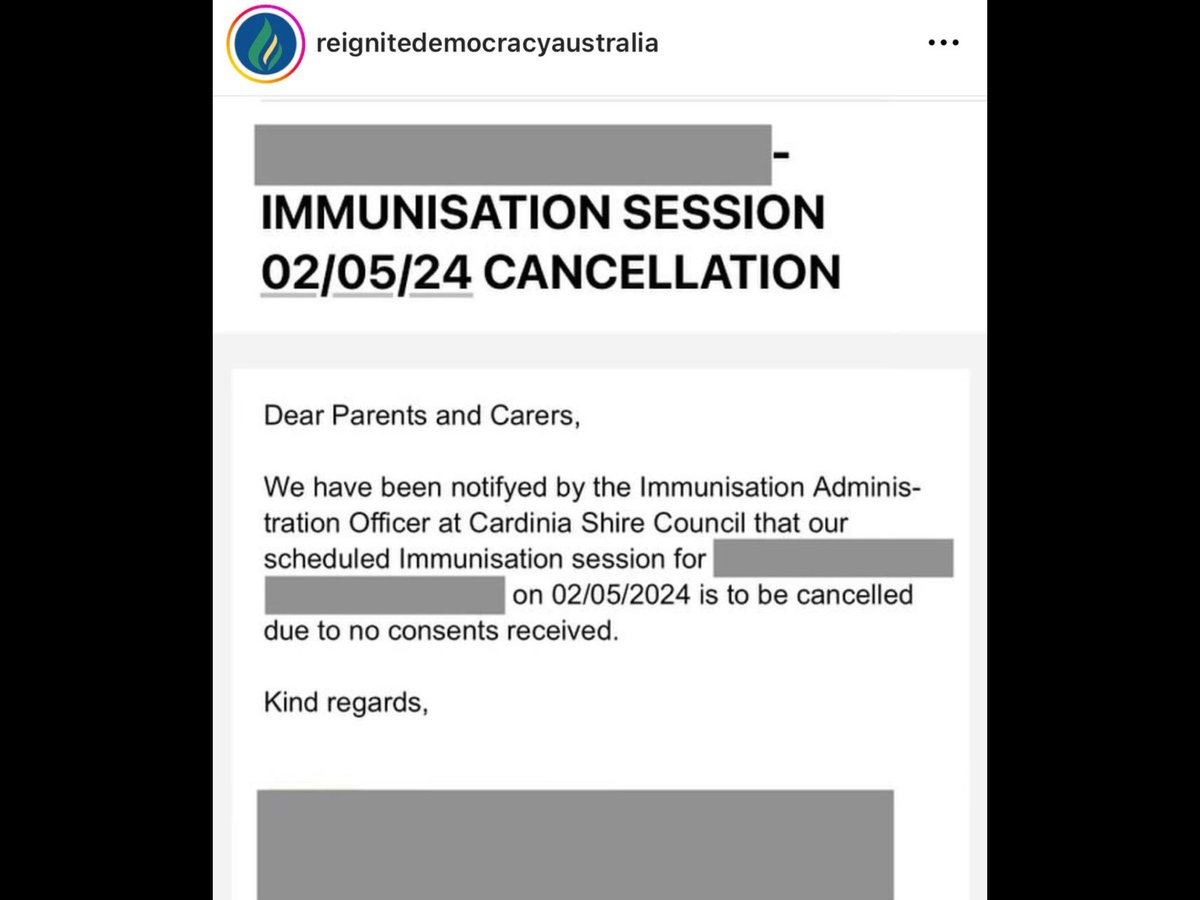 💥AUSTRALIANS WAKING UP A school immunisation date is CANCELLED because there were zero consents given..ZERO!!! The overreach with mandates has woken people up to A LOT MORE...so encouraging to see.