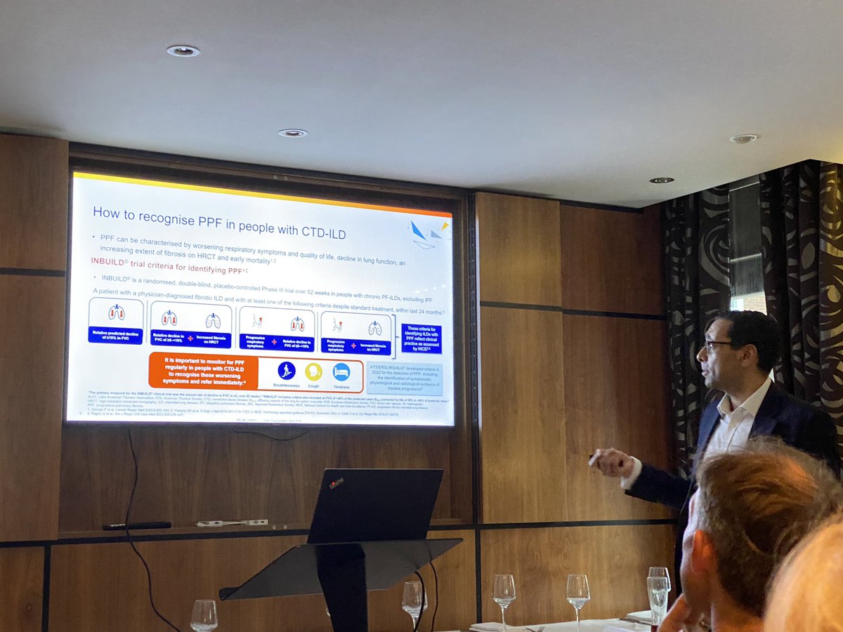 Evening meetings to discuss ILD? Why not! @DrPeter_George  and Dr Voon Ong running a great talk on reuma disease associate ILDs ( and why we should not call them CTD- ILD anymore) #curePF