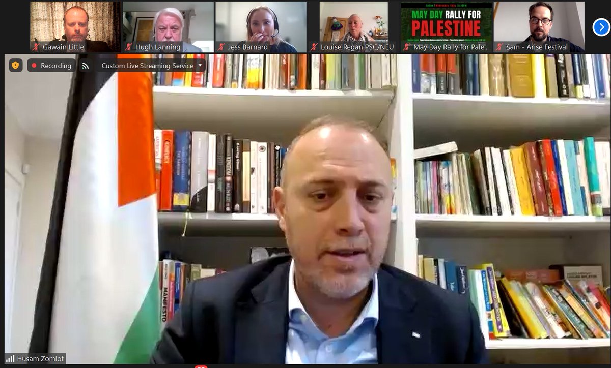 'There must be an immediate and permanent ceasefire.' @hzomlot is unequivocal on the need for an immediate ceasefire and to end the expansion of settlements and dismantle the occupation. An honour and a pleasure to share a platform with the Palestinian Ambassador. Free Palestine!