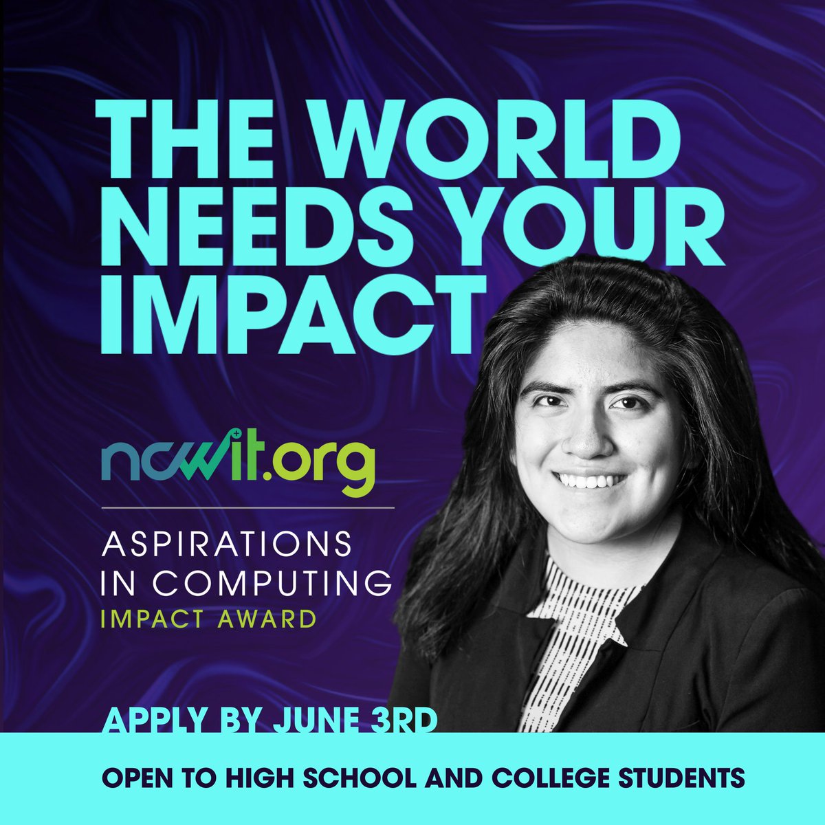 📣 Calling all @technolochicas in college: Apply for the #NCWITAiC Impact Award! Share how you create opportunities + grow interest in computing for technical girls, women, genderqueer + nonbinary people of all ages! Apply for a chance to win $500: aspirations.org/impactaward