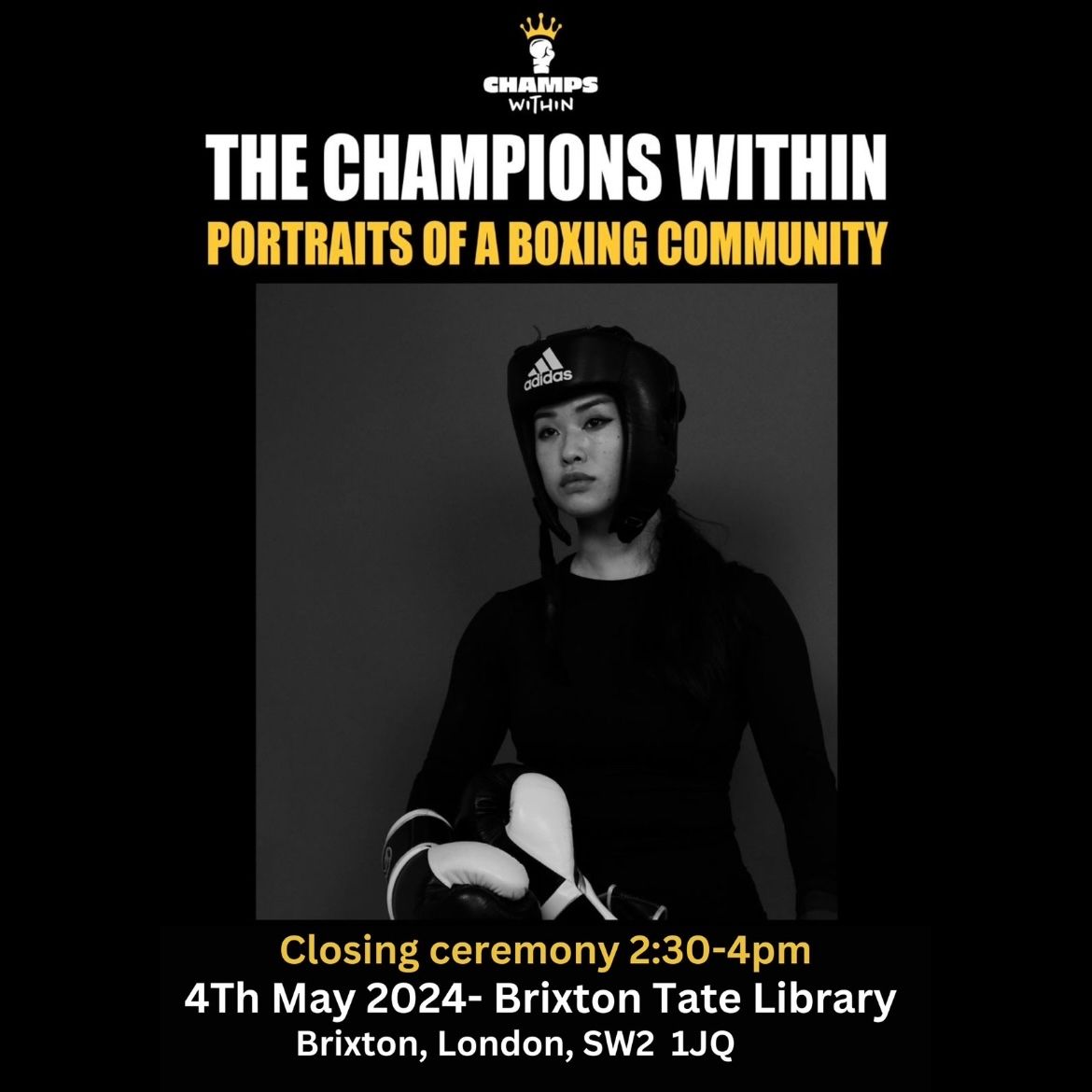 Join us on the closing ceremony of The Champions Within - Portraits of a Boxing Community on Saturday the 4th from 2:30pm to 4pm at Brixton Library 📸

#champswithin #boxing #boxingphotography #closingceremony #exhibition #community #sportphotography #photography