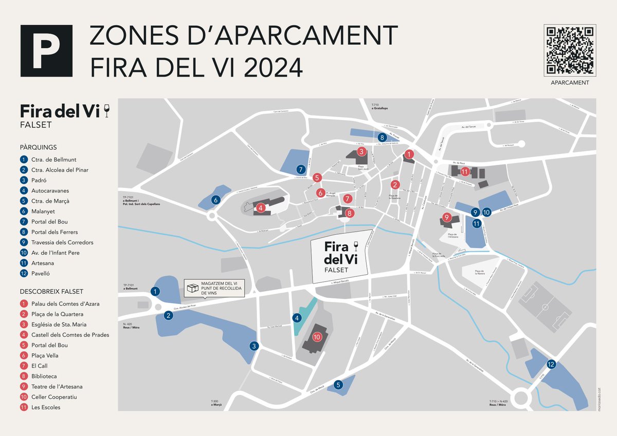 🅿️ Per a totes aquelles persones que veniu de fora vila, enguany hem habilitat aparcaments disuassius!

ℹ️ A més, el recinte firal compta amb punts d’informació turística i pots descobrir Falset pujant al trenet turístic🚂 (tickets al mateix tren) o visitant el @museufalset!