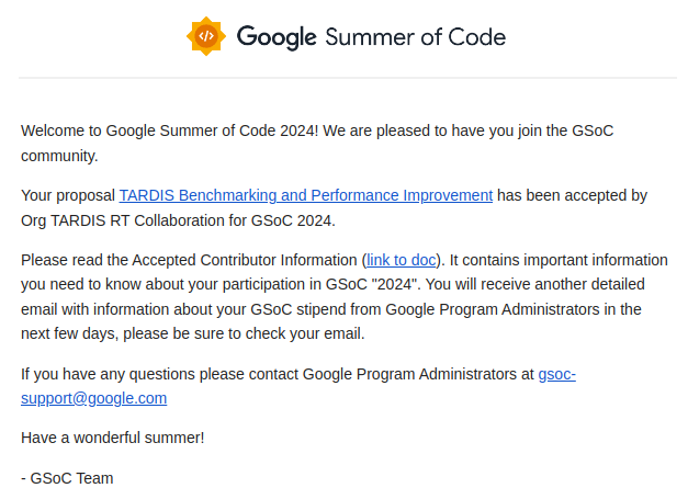 Got selected for GSoC 2024 with Tardis : )
