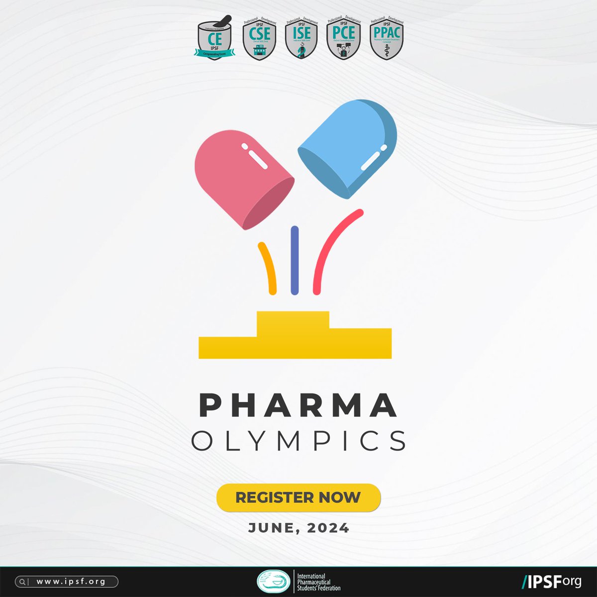 Say hello to the IPSF 2024 Pharma Olympics. This promises to be an exciting period of professional development competitions and webinars spanning all five IPSF Professional Development portfolios.

#PharmaOlympics
#ProfessionalDevelopment
#Vivalapharmacie
#75YearsOfIPSF #IPSForg