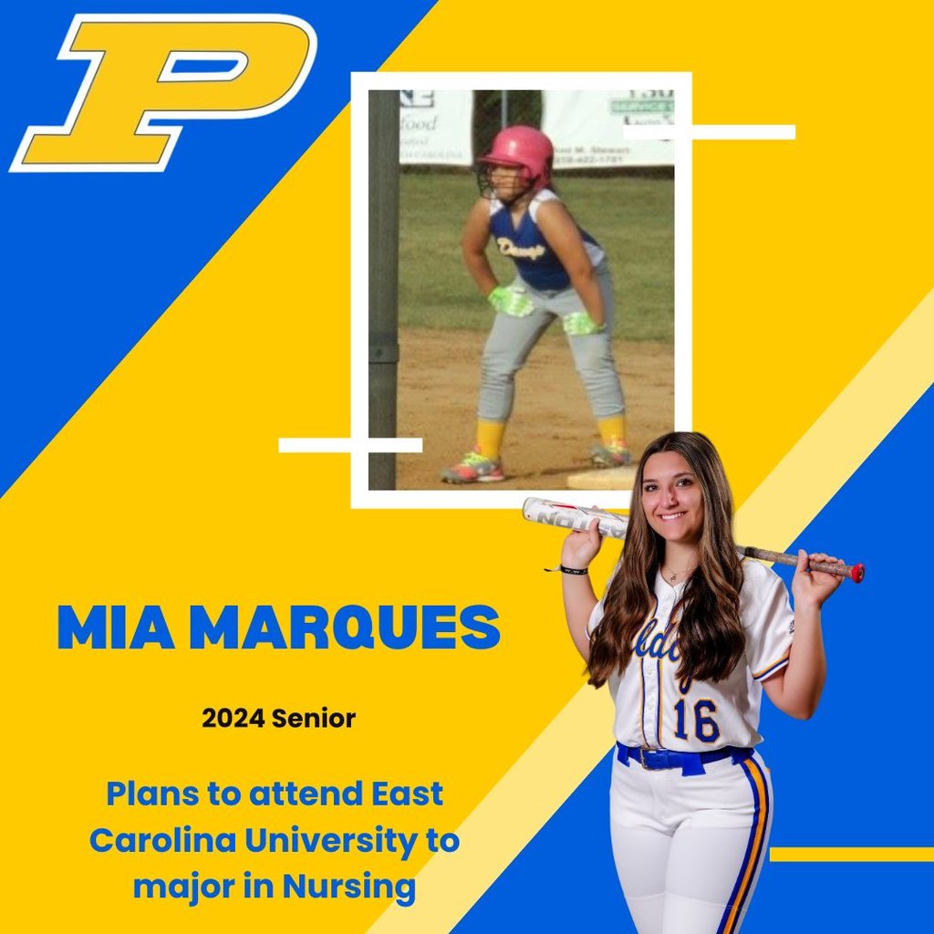 Last but not least for our seniors is Catcher #16 Mia Marques! Mia will continue her education at ECU to pursue a nursing degree! We are so proud of you and can’t wait to see what you accomplish in the future! #OnceABulldog #AlwaysABulldog 💙🥎💛