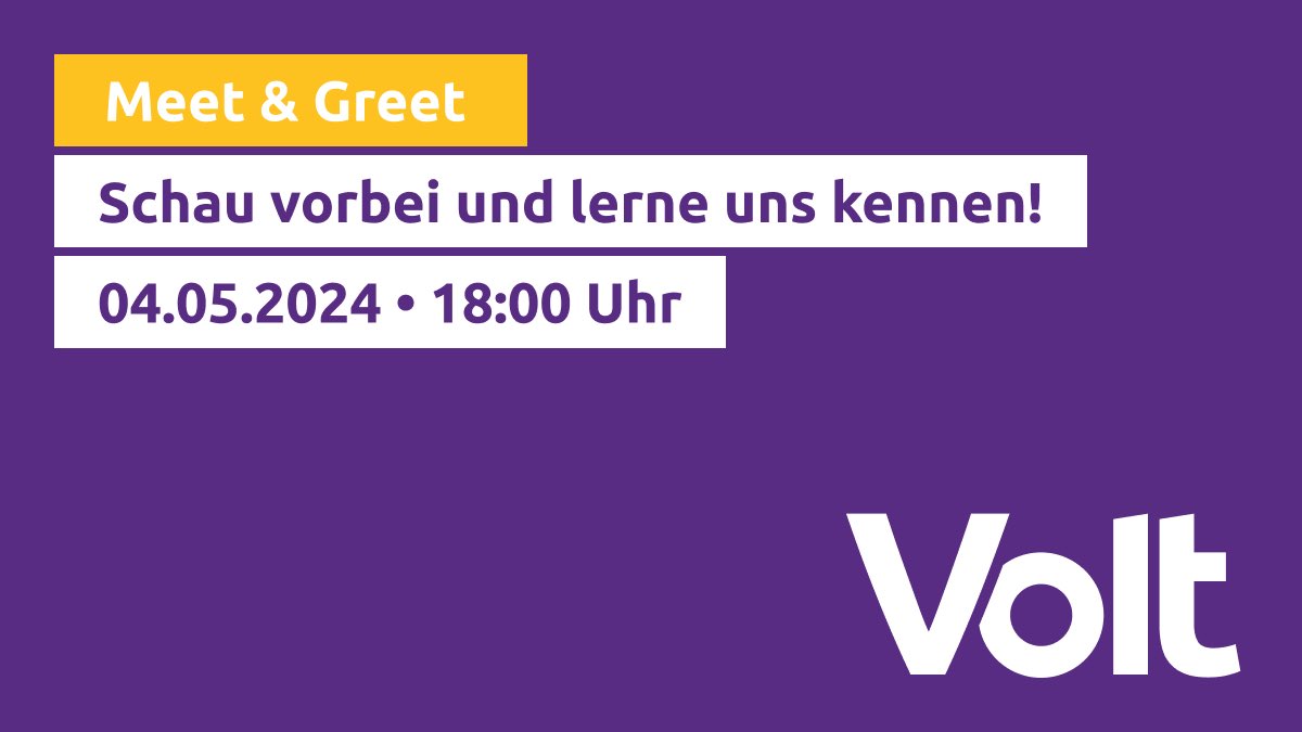 Du hast Lust eine richtige paneuropäische Partei und Bewegung kennenzulernen?🇪🇺⁠
Schau am 04.Mai um 18:00 Uhr bei unserem Meet & Greet im Mannsbräu in Bayreuth vorbei! 

#volt #volteuropa #voltdeutschland #europa #european #europe #votevolt #bayreuth #bayern #politik #politics