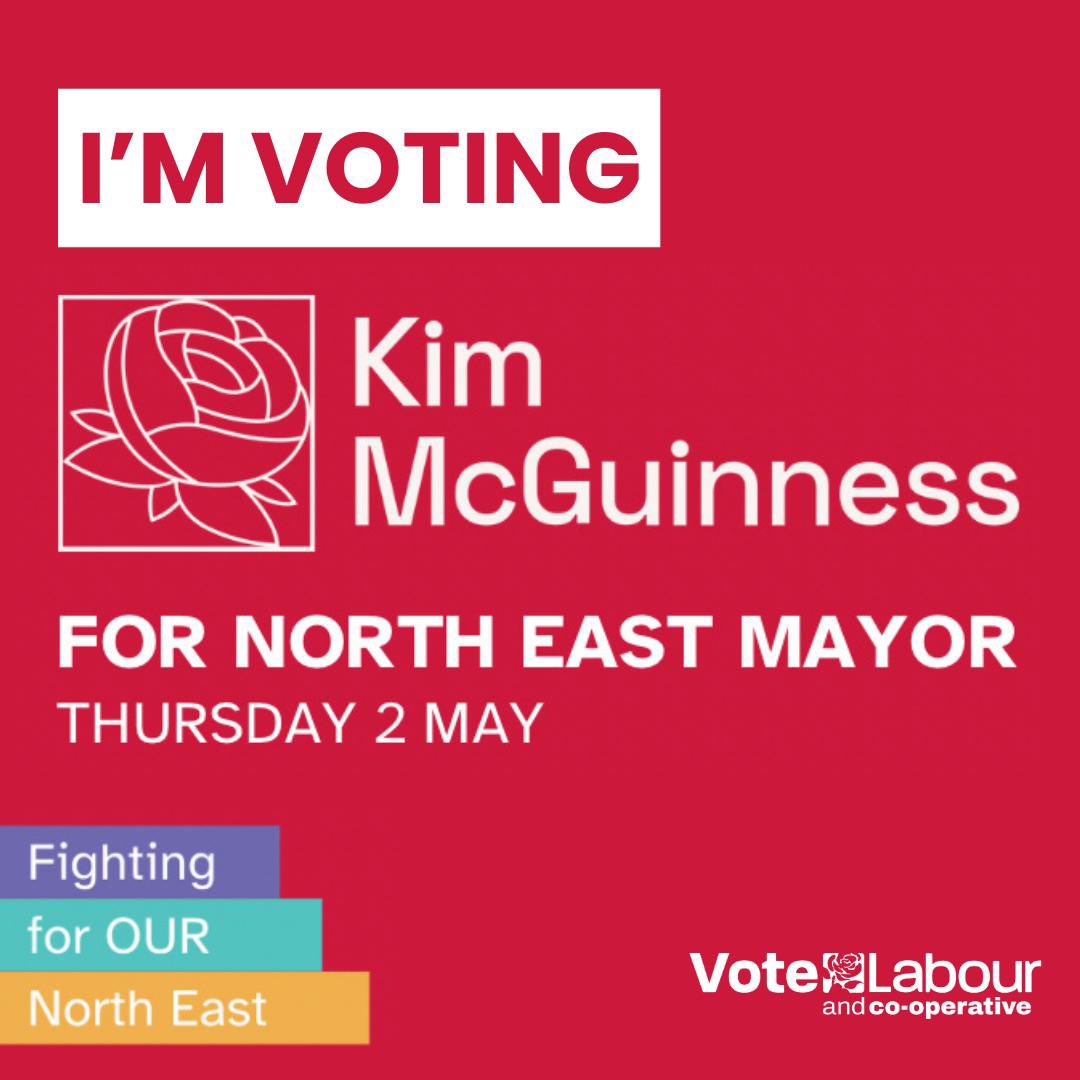 I’m voting for @KiMcGuinness tomorrow who will be an amazing North East Mayor 🤩