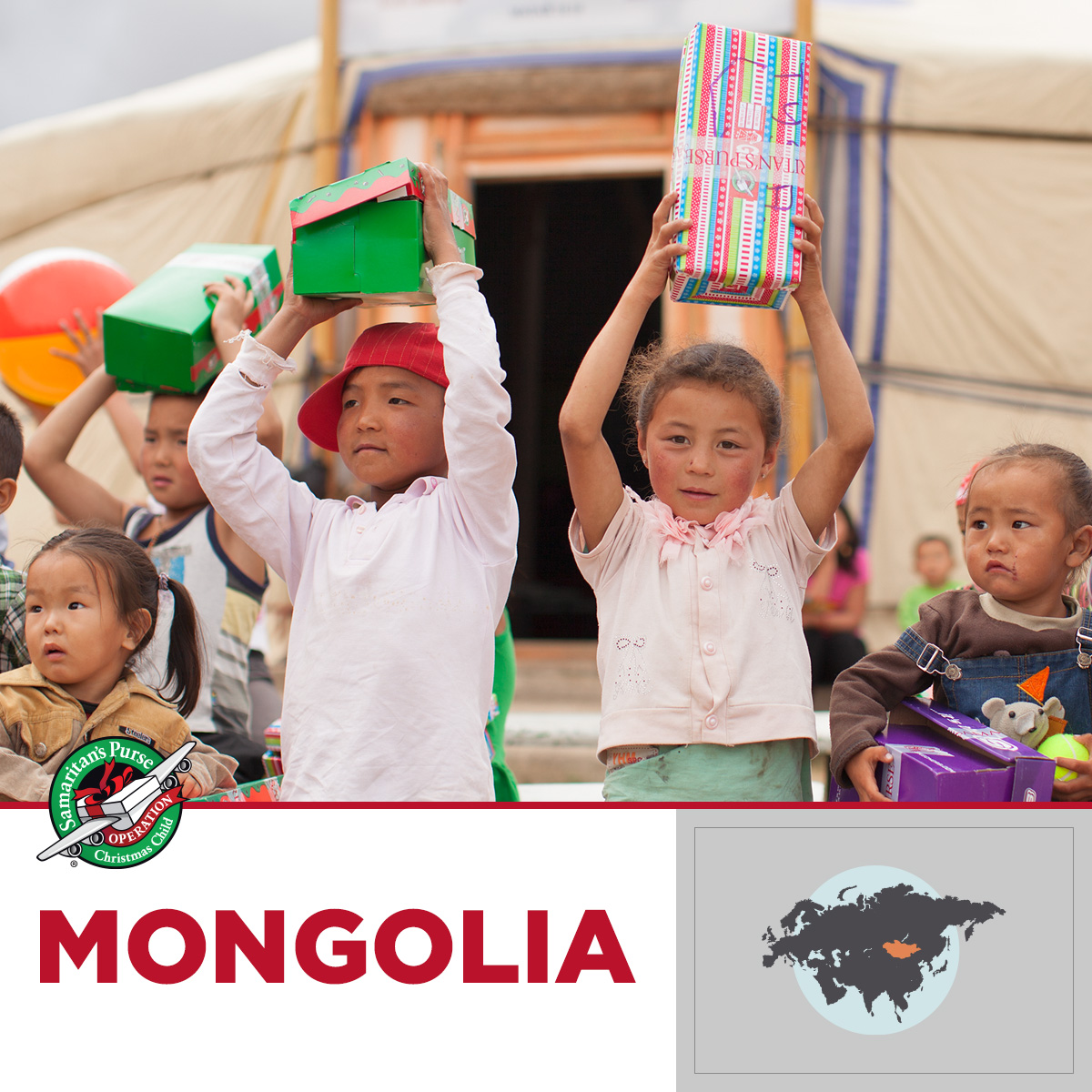 Shoebox gifts travel to 100+ countries every year, bringing Good News and great joy to children in need! In Mongolia, outreach events began in 1997; since then, nearly ONE MILLION children have received shoebox gifts. May the Lord continue to move mightily in this country! 🇲🇳