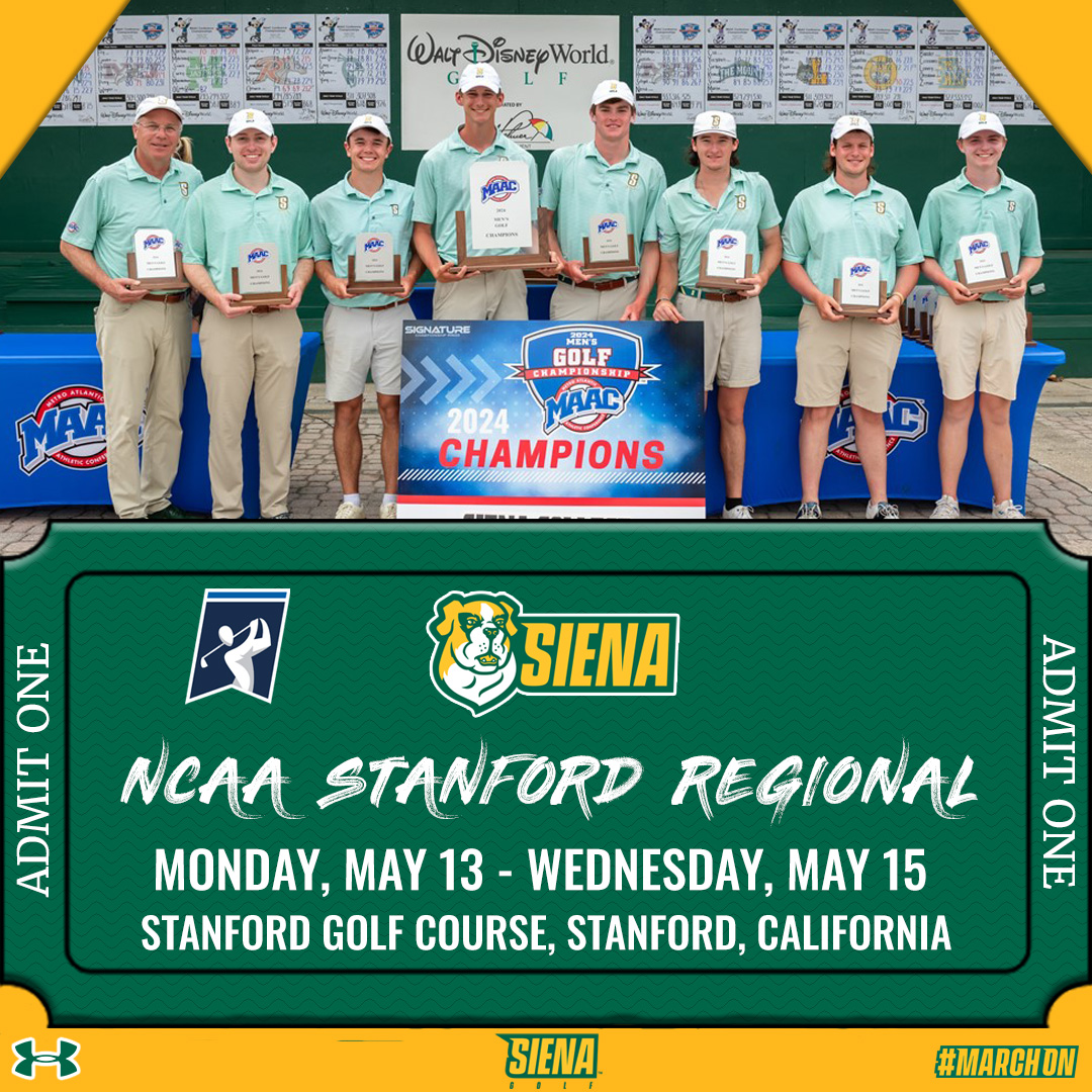 Heading West! 

Your 2024 #MAACGolf Champion #SienaSaints will compete in the Stanford Regional for their second straight #NCAAGolf Regional appearance!

#MarchOn