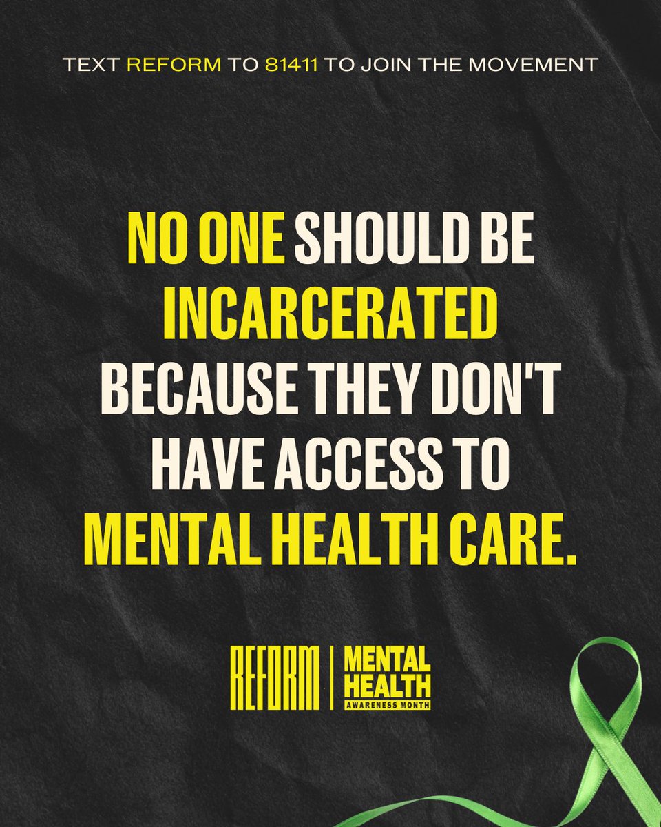 May is #MentalHealthAwarenessMonth. 33% of people on supervision with a mental health issue need treatment but haven't received it. Family members also deal with emotional trauma when a loved one is impacted. No one should be incarcerated b/c they don't have access to care.