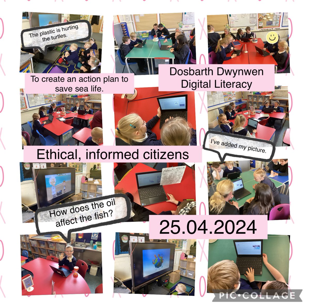 Dosbarth Dwynwen putting their digital skills into action to save the world from plastic pollution! #ethicalinformedcitizens 
#dosbarthdwynwen @HEADMPS