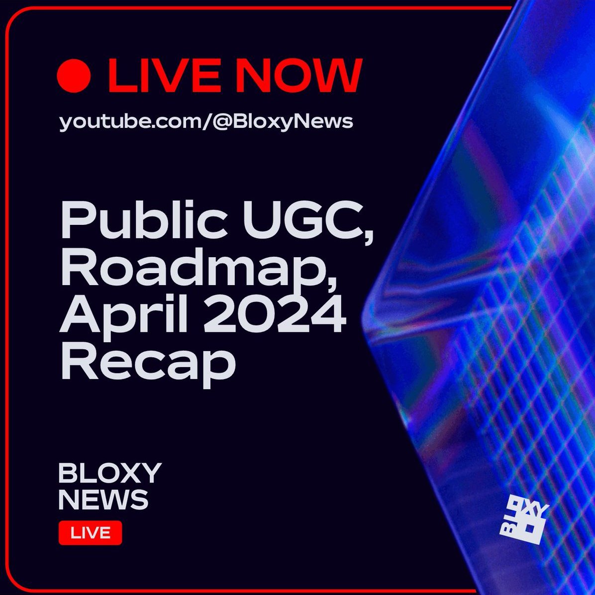 🔴 LIVE NOW: Tune in to Bloxy News: LIVE, where we'll be covering the aftermath of public UGC, reviewing the updated Creator Roadmap, plus recapping everything that happened on Roblox in the month of April 2024. youtube.com/live/m7y5YRnCO…