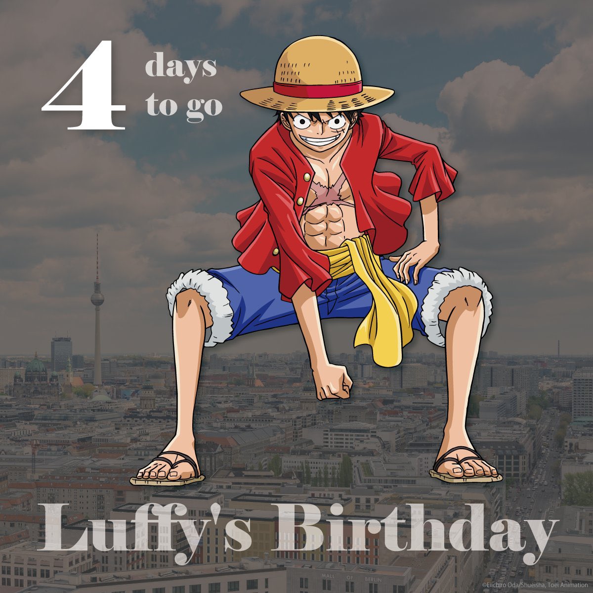 The countdown to Luffy’s birthday is here! 🎉🥳 #OnePiece fans in Berlin, stop by this Sunday May 5th at Alexa Mall and join the celebration! Guests have a chance to snag a gift! 🏴‍☠️ More info: luffybirthday2024.com #LuffyBirthday2024