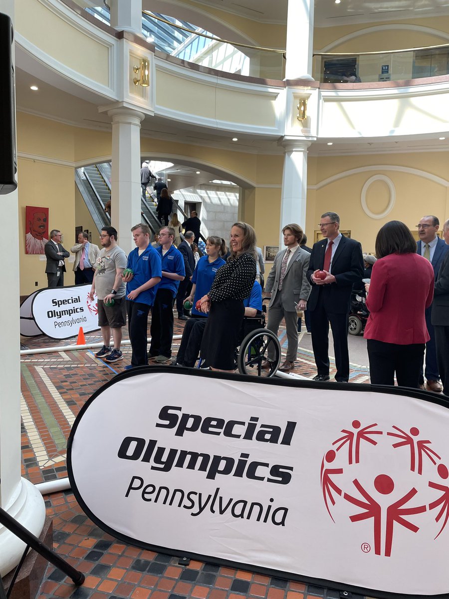 Had fun at lunch today playing bocce with the PA Special Olympians and can see why they win all the ribbons! Always glad to support @SOPennsylvania as they work for all the PA SO athletes. @matthewbaaron