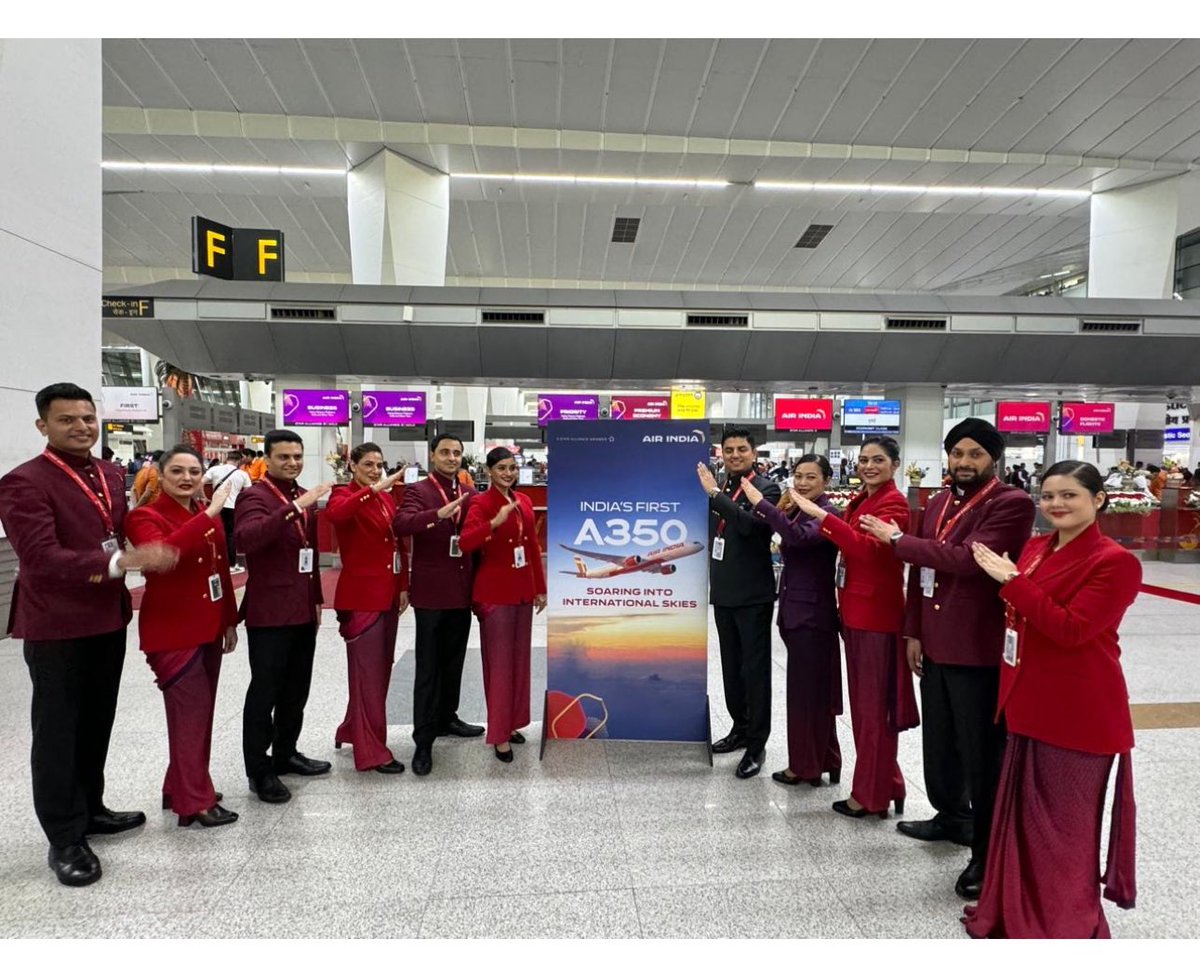 Congratulations to @airindia for their maiden international @airbus A350 flight AI995 to #Dubai 

Great to see a nice mix of crew 

Wish you much luck & success ✈️blue skies always ❤️
#aviation #avgeek #airlines