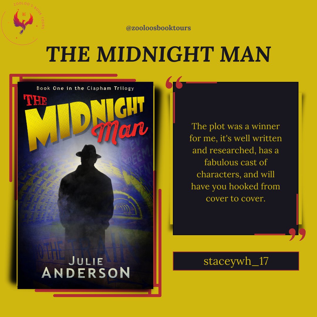 On the book tour for #TheMidnightMan we saw posts from @cissova @staceywh100 and @EastHullPete ~ You can read their full reviews here ~ tinyurl.com/4hnmrks4 Excited to see what @ShazzieRimmel @TStrawberryPost think as they join the tour! @jjulieanderson @HobeckBooks #ZBT