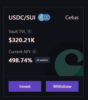 @KriyaDEX @SuiNetwork @CetusProtocol While the APR is still  at 500% in such terrible market, its time for Vaults now. 

app.kriya.finance/strategies

Show me better APR than this.  🫰