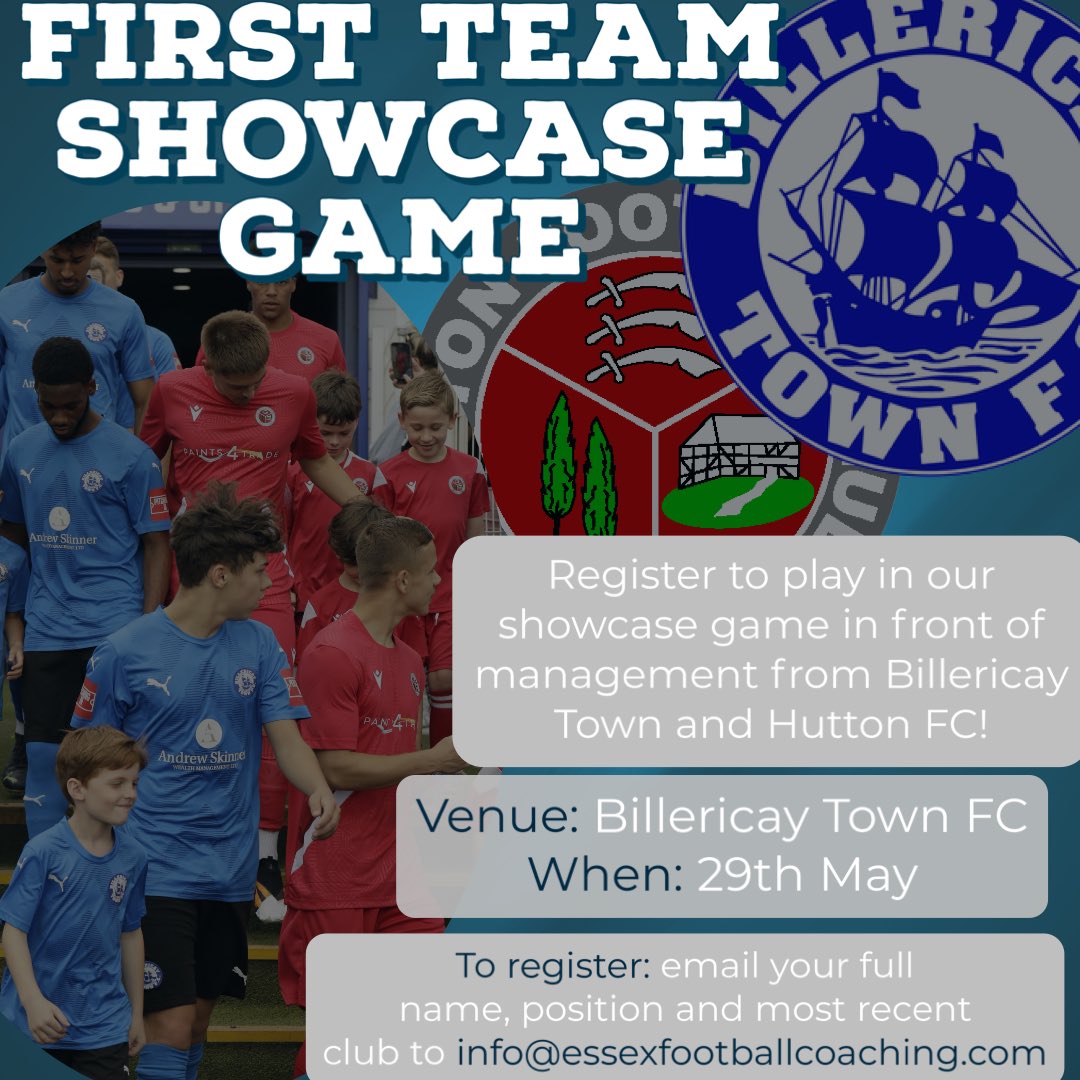 We will once again be holding our behind closed doors showcase,in partnership with @BTFC. Both 1st team management will be attending.Last season was a success with both sides inviting players to trial over pre season & some signing.Register via email below or contact @Mattsingh_1