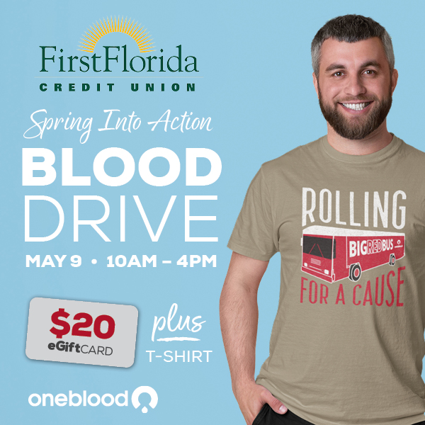 Join us on Thursday, May 9! 💉🩸 We are teaming up with @ActionNewsJax and @my1blood to host blood drives at select Jacksonville branches! Donors will each receive: ✨ $20 eGift Card 👕 OneBlood t-shirt Sign up: bit.ly/4a0oS1r #BloodDrive #FFCUinJax #FFCUcares