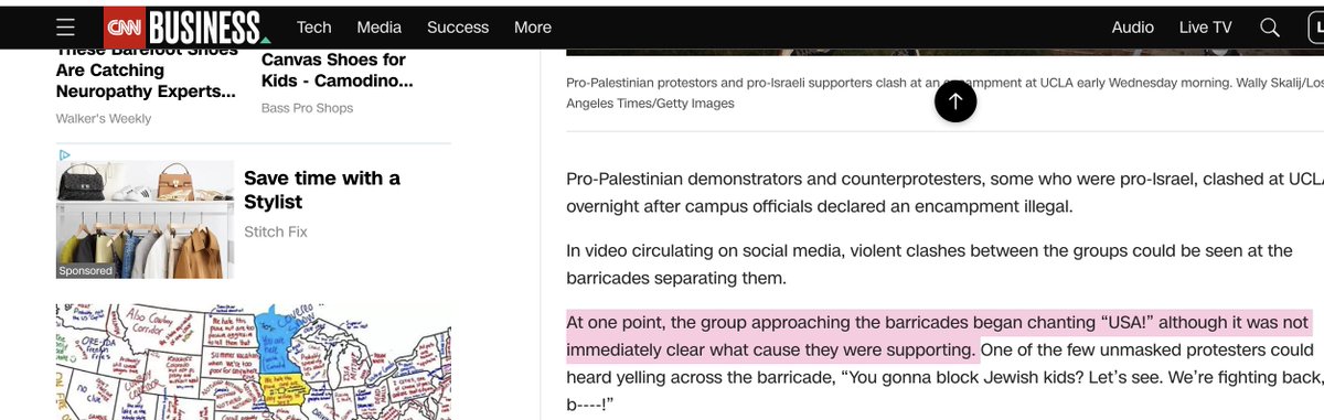 'At one point, [the counter protesters] began chanting “USA!” although it was not immediately clear what cause they were supporting.' Pathetic @CNN. Their cause is not allowing socialist, anti-American thugs to invade their campuses & replace our flag w/ Palestinian flags etc.