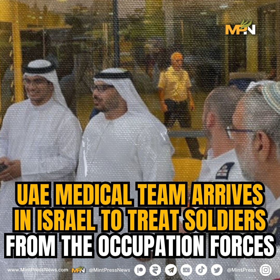 UAE treats Israeli soldiers A medical team from the United Arab Emirates has arrived in occupied Palestine to treat Israeli soldiers that have carried out Israel's genocidal campaign against the Palestinian people of Gaza.