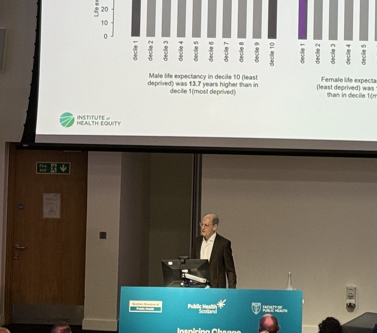 Fantastic day at #ScotPH24, making lots of new connections and catching up old colleagues and friends. Highlight of the day was hearing the great @MichaelMarmot speak - such an inspiring presentation that made me thankful to work in Public Health. @P_H_S_Official @FPH