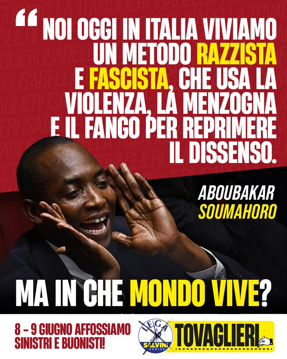 Fermo al 25 aprile… ma del 1945!
🔴 #Soumahoro conferma di vivere in un altro pianeta. La buona notizia è che più parla e più voti perde la sinistra!