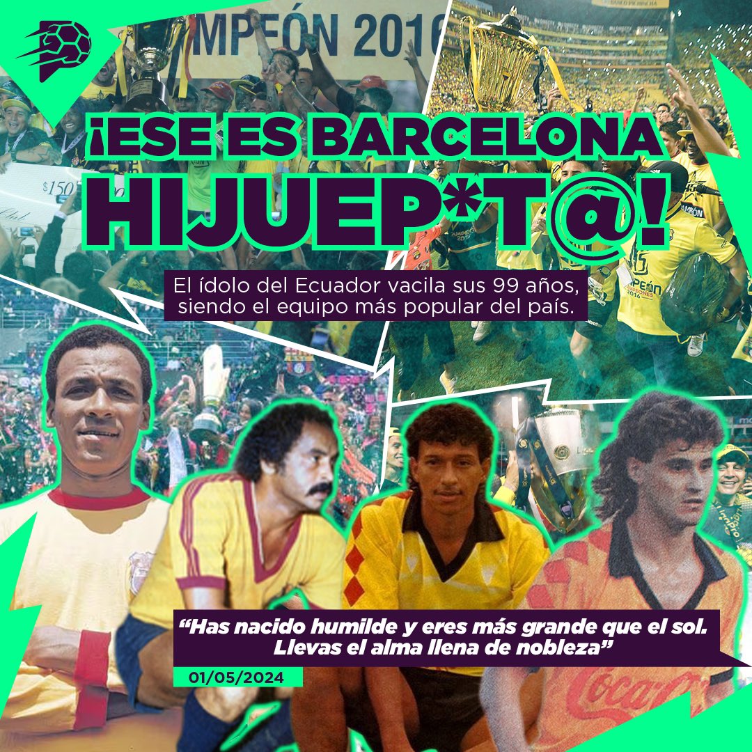 ¡Barcelona es la pasión del pueblo, hijuep*t@@@! @BarcelonaSC festeja su aniversario 99 este #1DeMayo. El cuadro más popular lo celebrará jugando con U. Católica esta noche. Te contamos el palmarés amarillo.