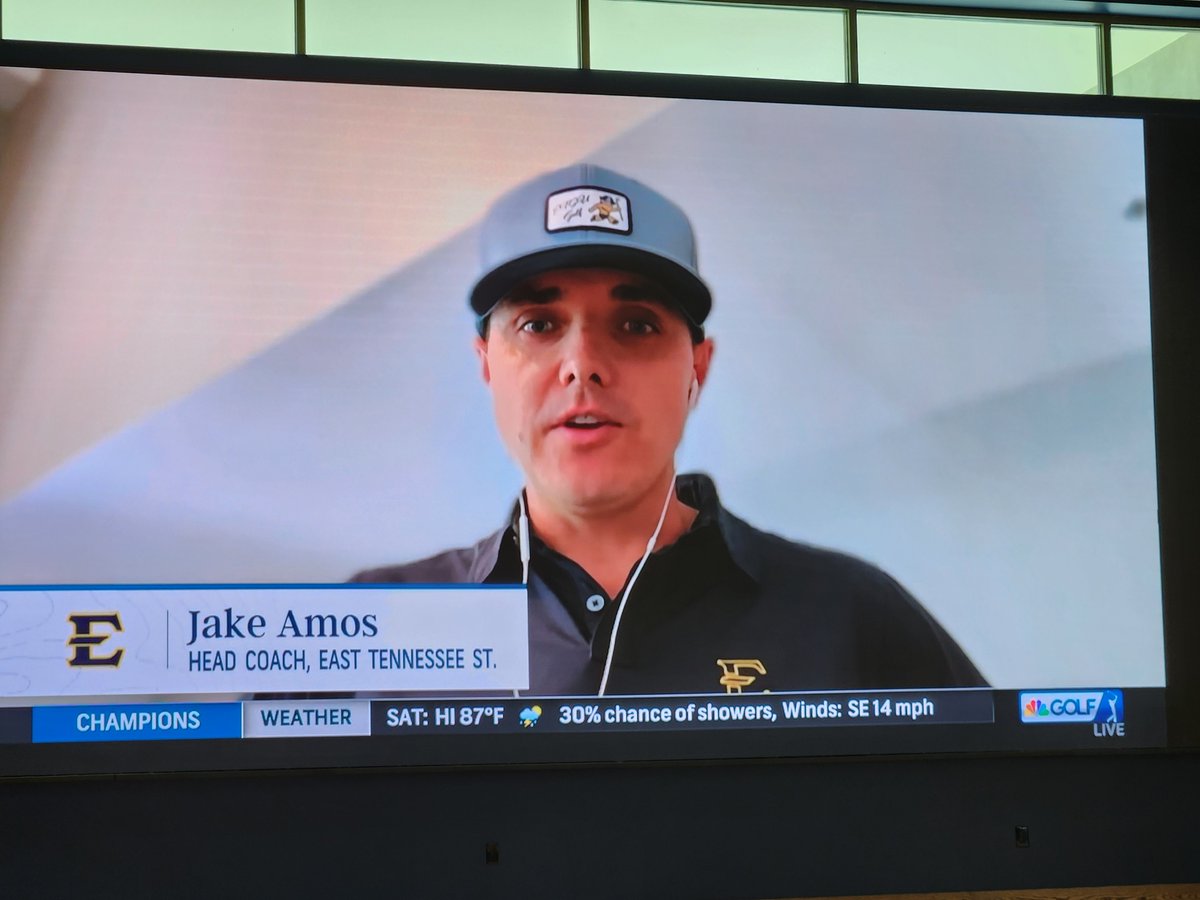 The Big Man on the big screen - @JakeAmosETSU was on with @GolfChannel after @ETSU_MGolf was named the 4 seed in the Chapel Hill Regional.
